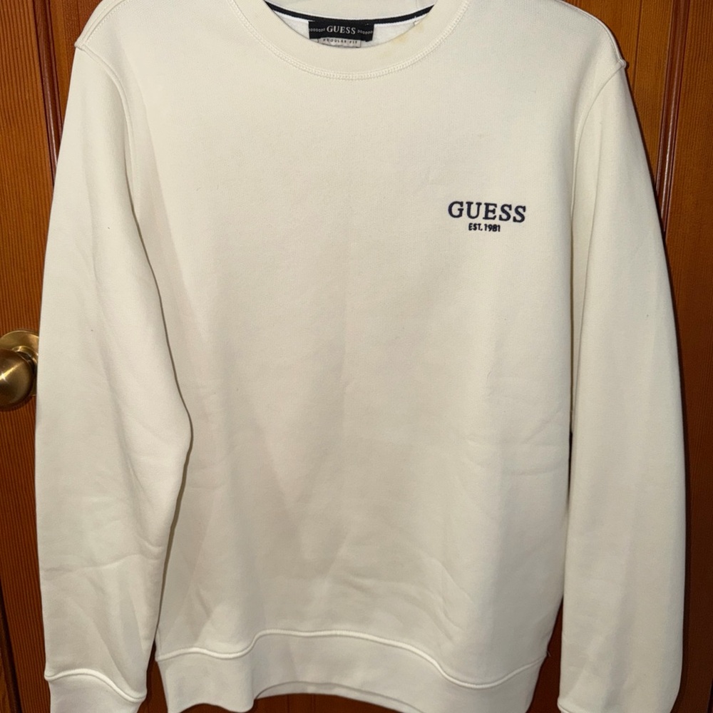 GUESS Men's Off-White Embroidered Crewneck Sweater (Sz. XS)